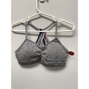 Maidenform Girls Sports Bra With Strappy Back Design Size S Heather Gray & Paste